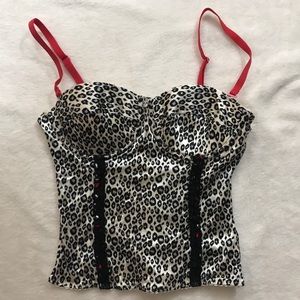 🆕 Flirtitude Corset Satin Bra Top Skull Leopard S